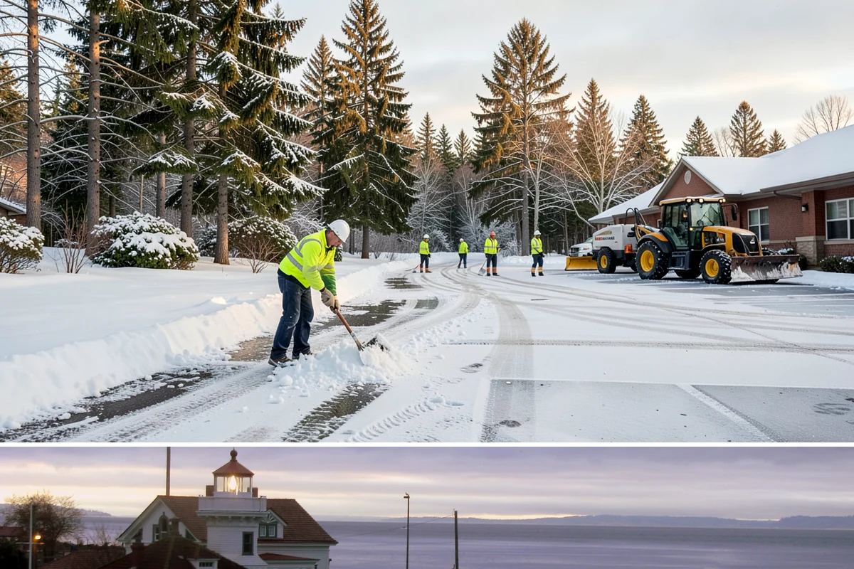 Parking Stall Clearing in Mukilteo, Snohomish County, WA - Stall clearing follows every plowable event through the winter months.