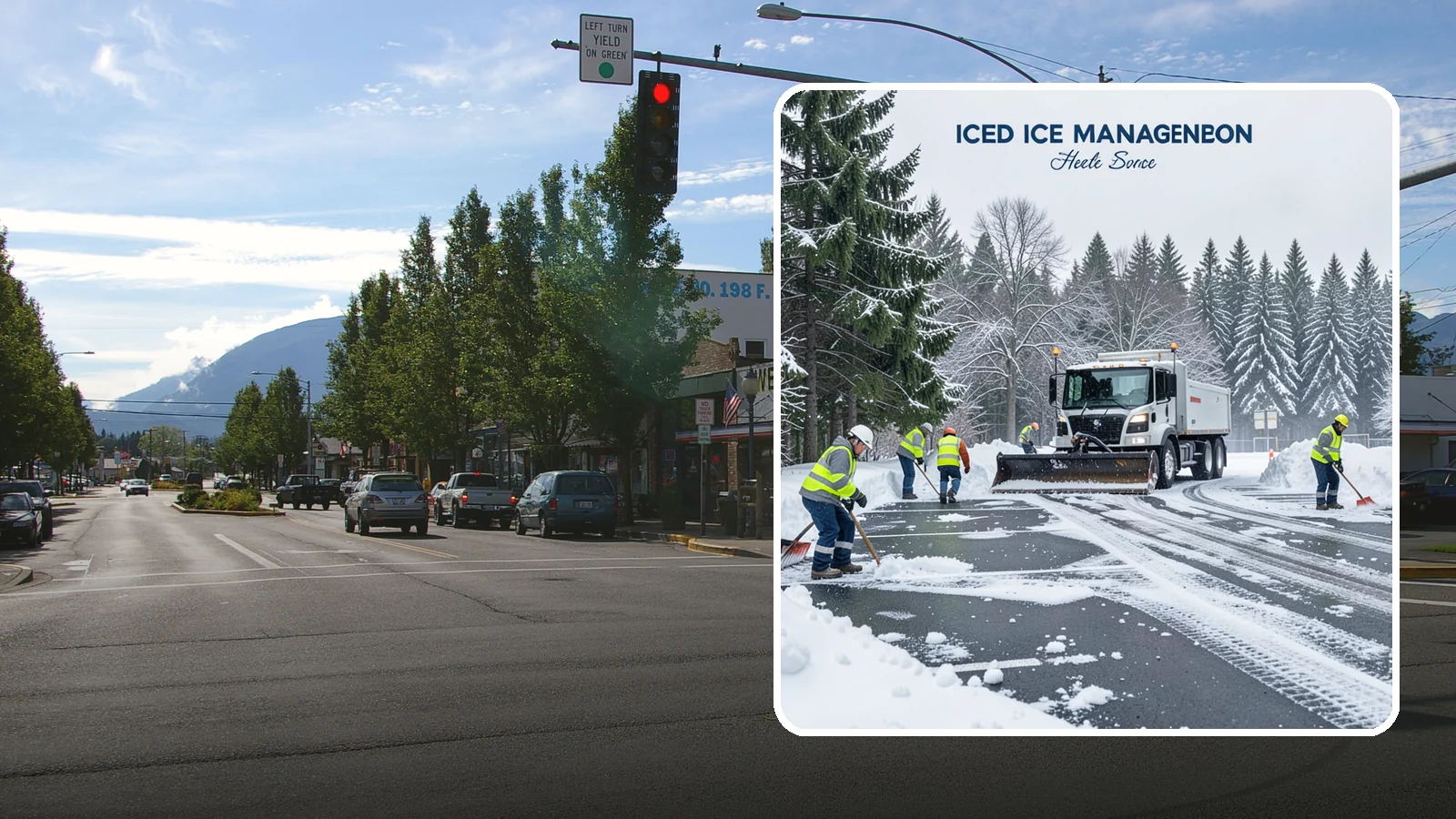 Parking Stall Clearing in North Bend, King County, WA - We clear individual stalls down to the pavement so every space is usable after a storm.