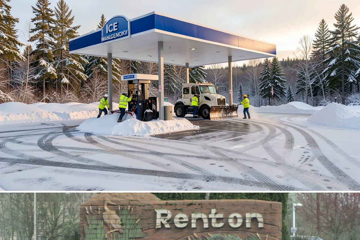 Parking Stall Clearing in Renton, King County, WA - Stall clearing follows every plowable event through the winter months.