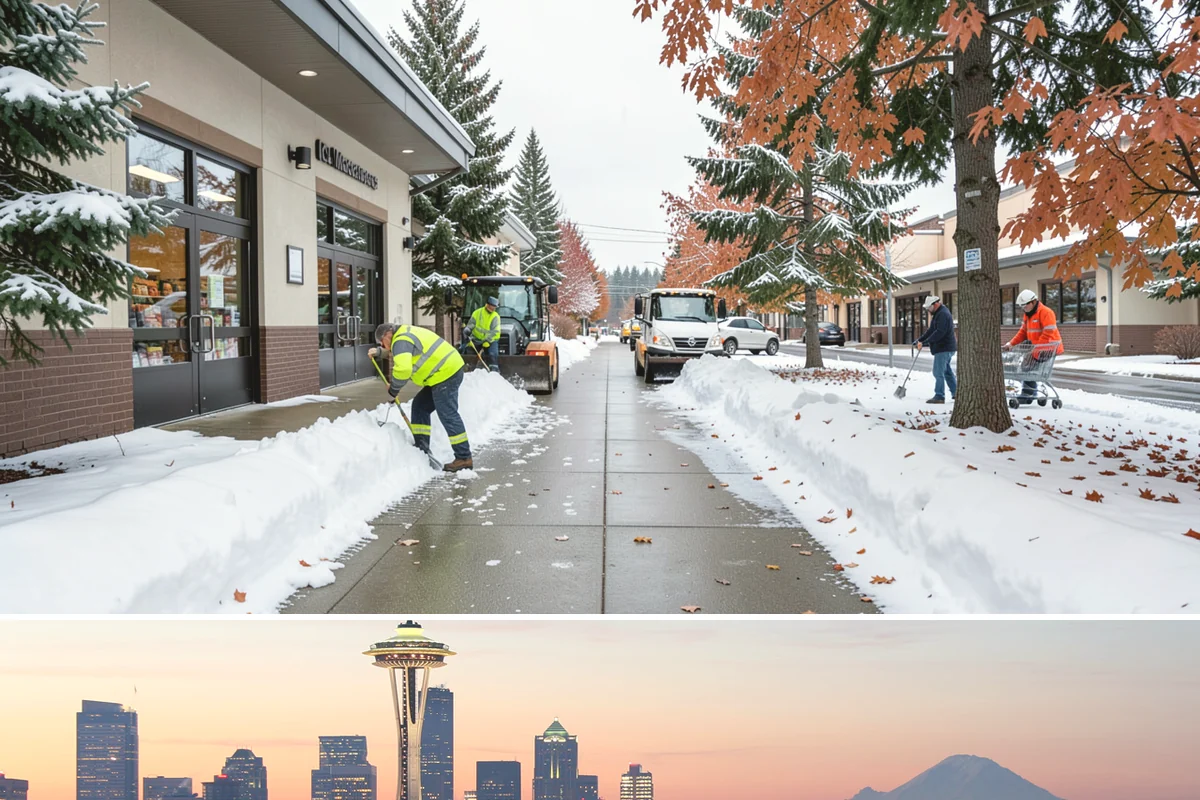 Parking Stall Clearing in Seattle, King County, WA - Stall clearing follows every plowable event through the winter months.