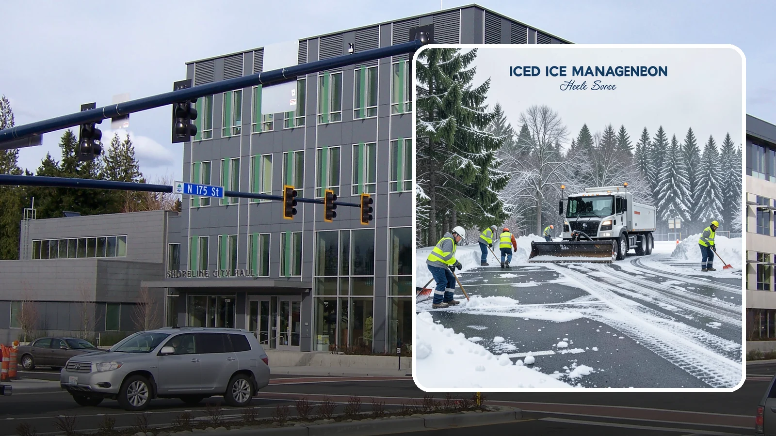Parking Stall Clearing in Shoreline, King County, WA - We clear individual stalls down to the pavement so every space is usable after a storm.