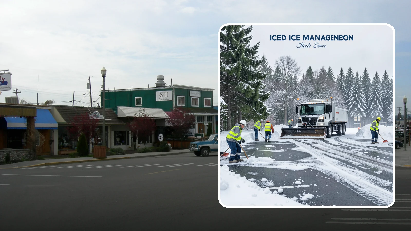 Parking Stall Clearing in Stanwood, Snohomish County, WA - We clear individual stalls down to the pavement so every space is usable after a storm.