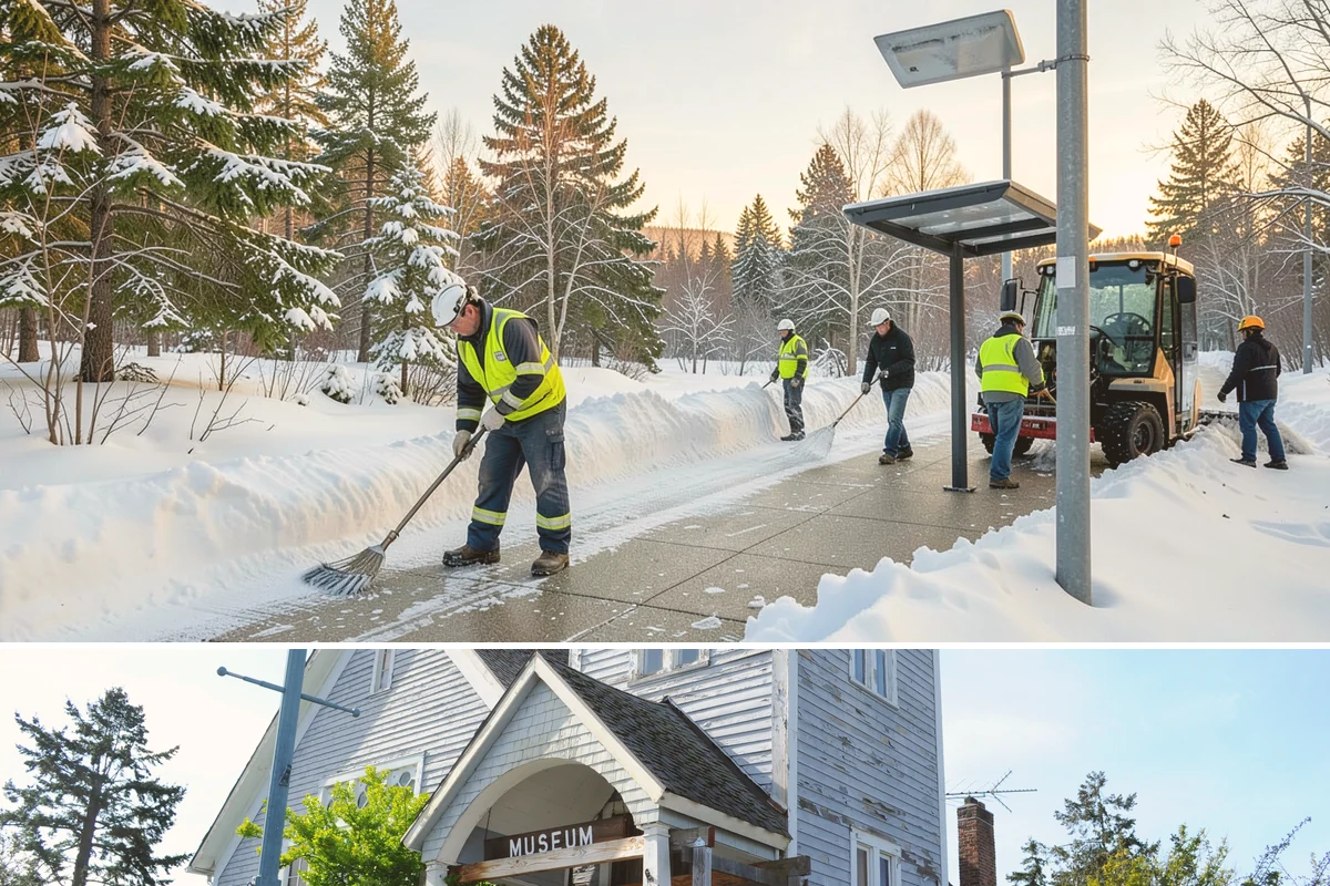 Parking Stall Clearing in Steilacoom, Pierce County, WA - Stall clearing follows every plowable event through the winter months.