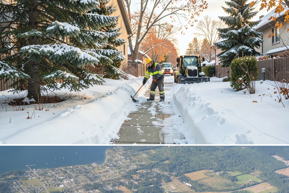 Patio Clearing in Coupeville, Island County, WA - Serviced after each snowfall through the winter months when patios would otherwise sit iced over.