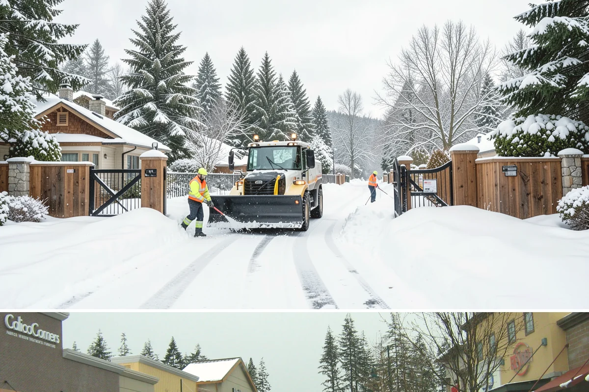 Patio Clearing in Mill Creek, Snohomish County, WA - Serviced after each snowfall through the winter months when patios would otherwise sit iced over.