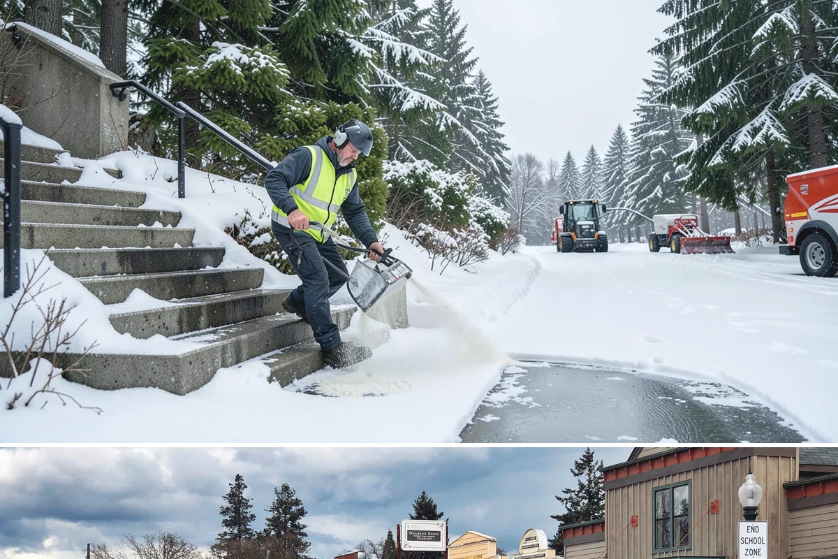 Patio Clearing in Roy, Pierce County, WA - Serviced after each snowfall through the winter months when patios would otherwise sit iced over.