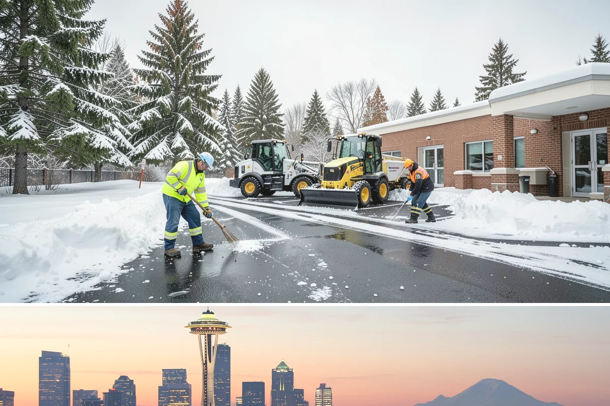 Patio Clearing in Seattle, King County, WA - Serviced after each snowfall through the winter months when patios would otherwise sit iced over.