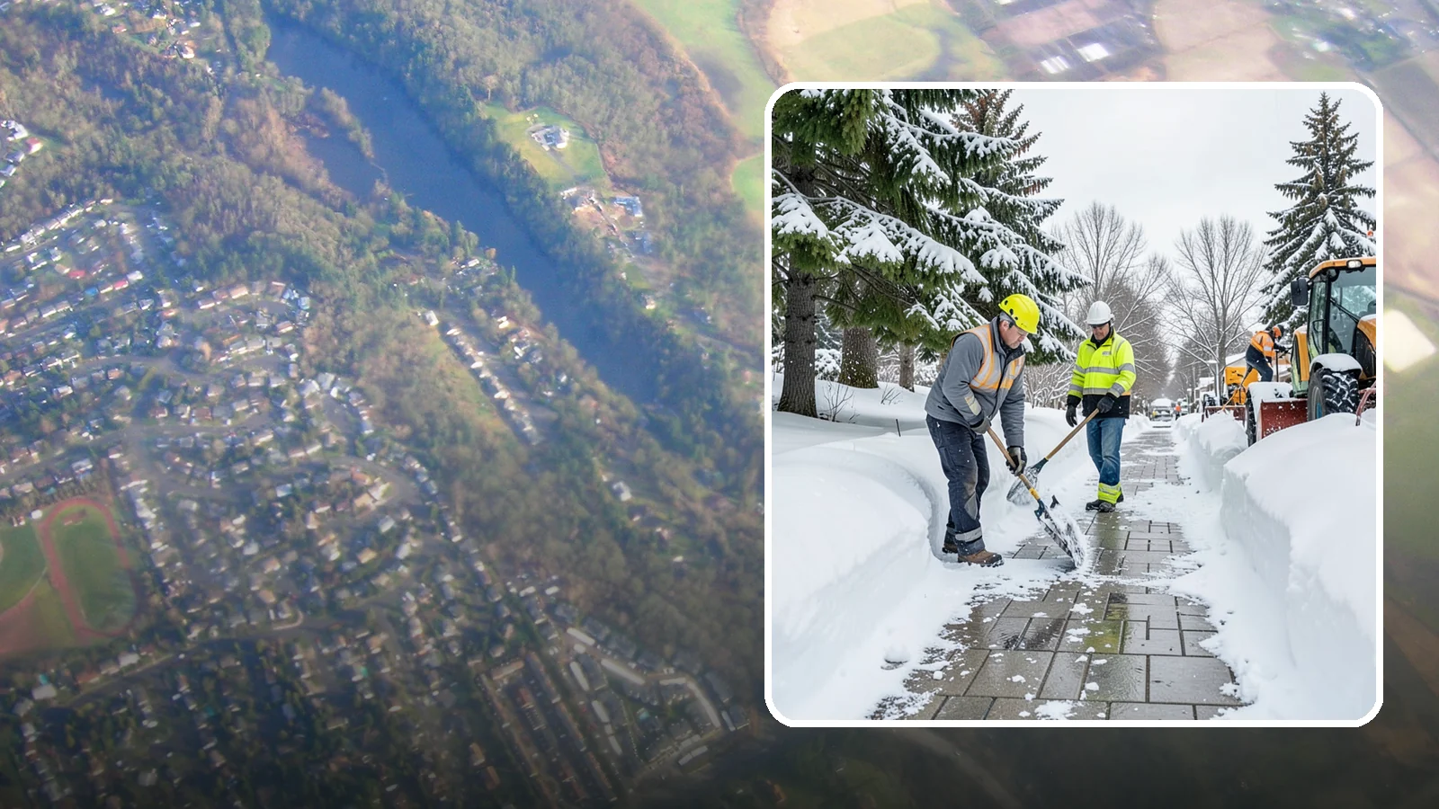 Patio Snow Removal in Algona, King County, WA - Careful clearing of residential and commercial patios so wet Western Washington snow does not turn slick pavers into a fall...
