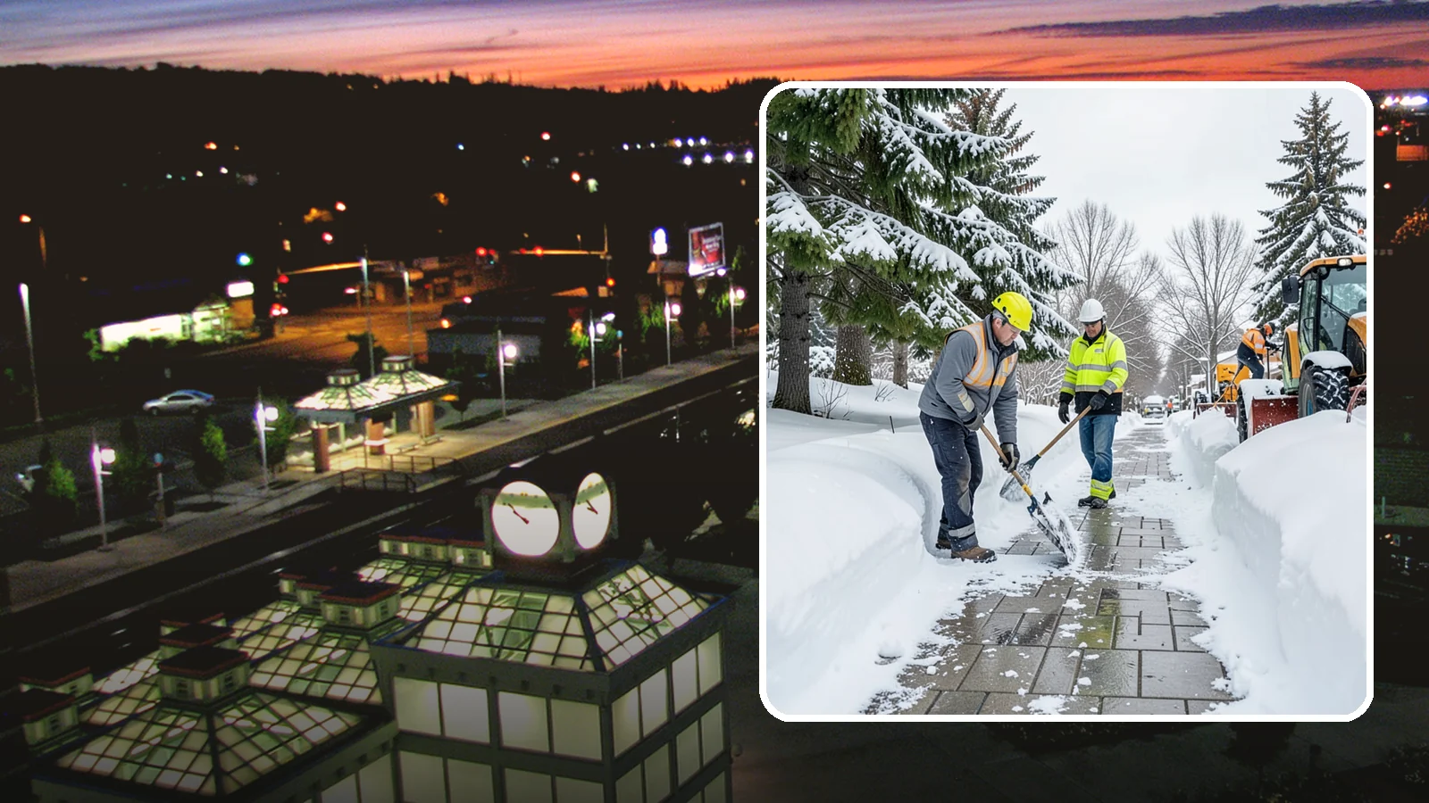Patio Snow Removal in Auburn, King County, WA - Careful clearing of residential and commercial patios so wet Western Washington snow does not turn slick pavers into a fall...