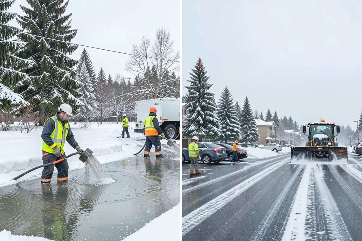 Patio Snow Removal in Beaux Arts Village, King County, WA - Assess the patio material and note shaded areas prone to refreeze