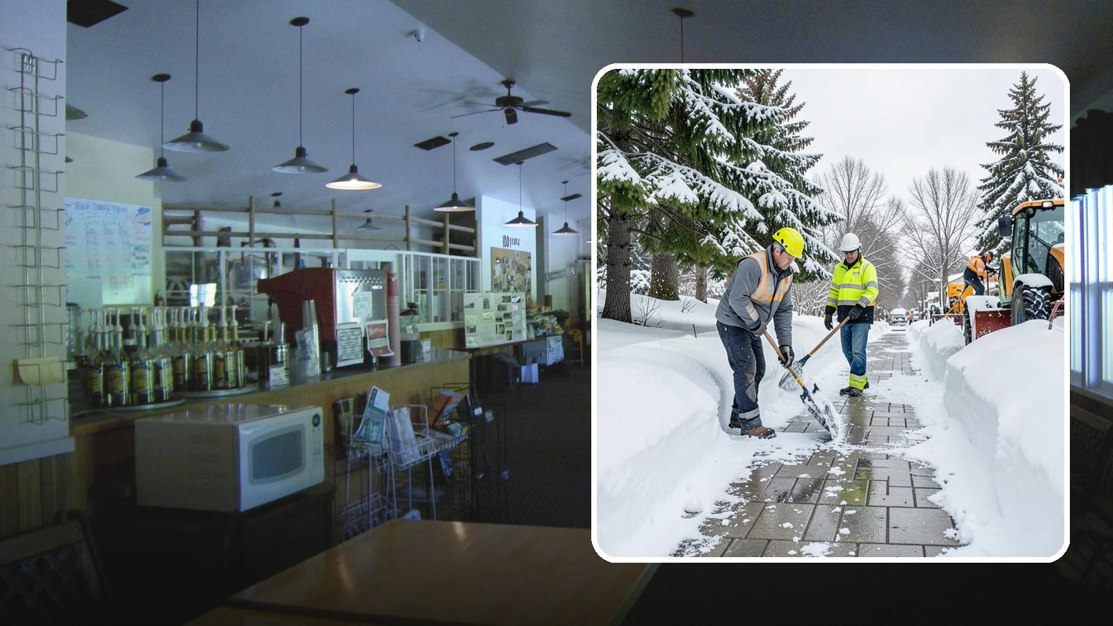 Patio Snow Removal in Black Diamond, King County, WA - Careful clearing of residential and commercial patios so wet Western Washington snow does not turn slick pavers into a fall...