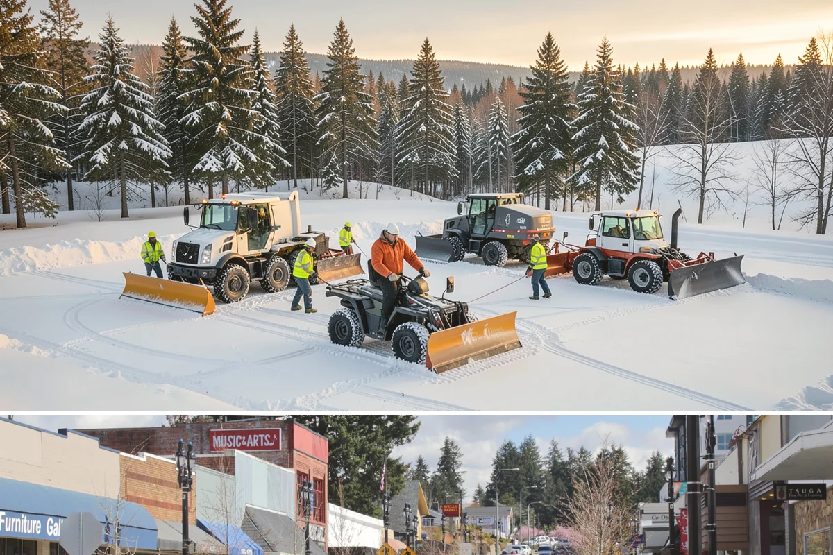 Patio Snow Removal in Bothell, King County, WA - Book before the first Cascade cold snap in late November, since lowland snow events here are brief but arrive with little warning.