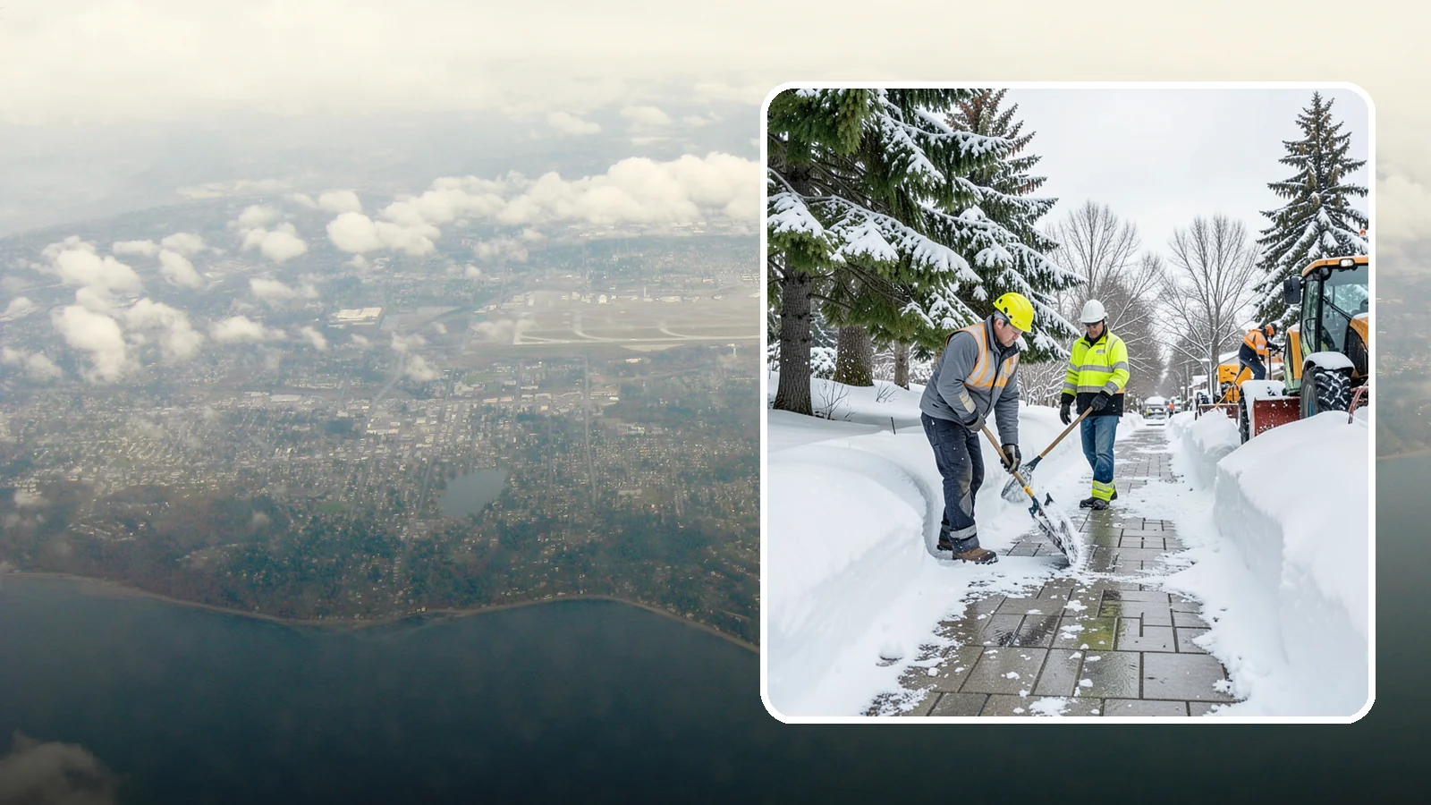 Patio Snow Removal in Burien, King County, WA - Careful clearing of residential and commercial patios so wet Western Washington snow does not turn slick pavers into a fall...