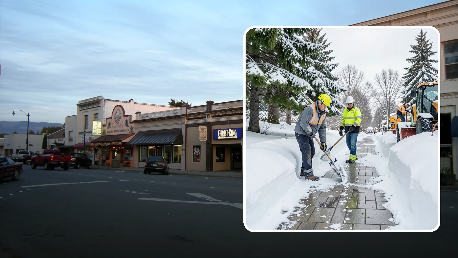 Patio Snow Removal in Burlington, Skagit County, WA - Careful clearing of residential and commercial patios so wet Western Washington snow does not turn slick pavers into a fall...