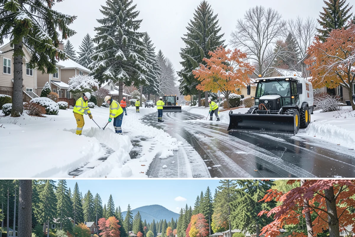 Patio Snow Removal in Covington, King County, WA - Book before the first Cascade cold snap in late November, since lowland snow events here are brief but arrive with little warning.