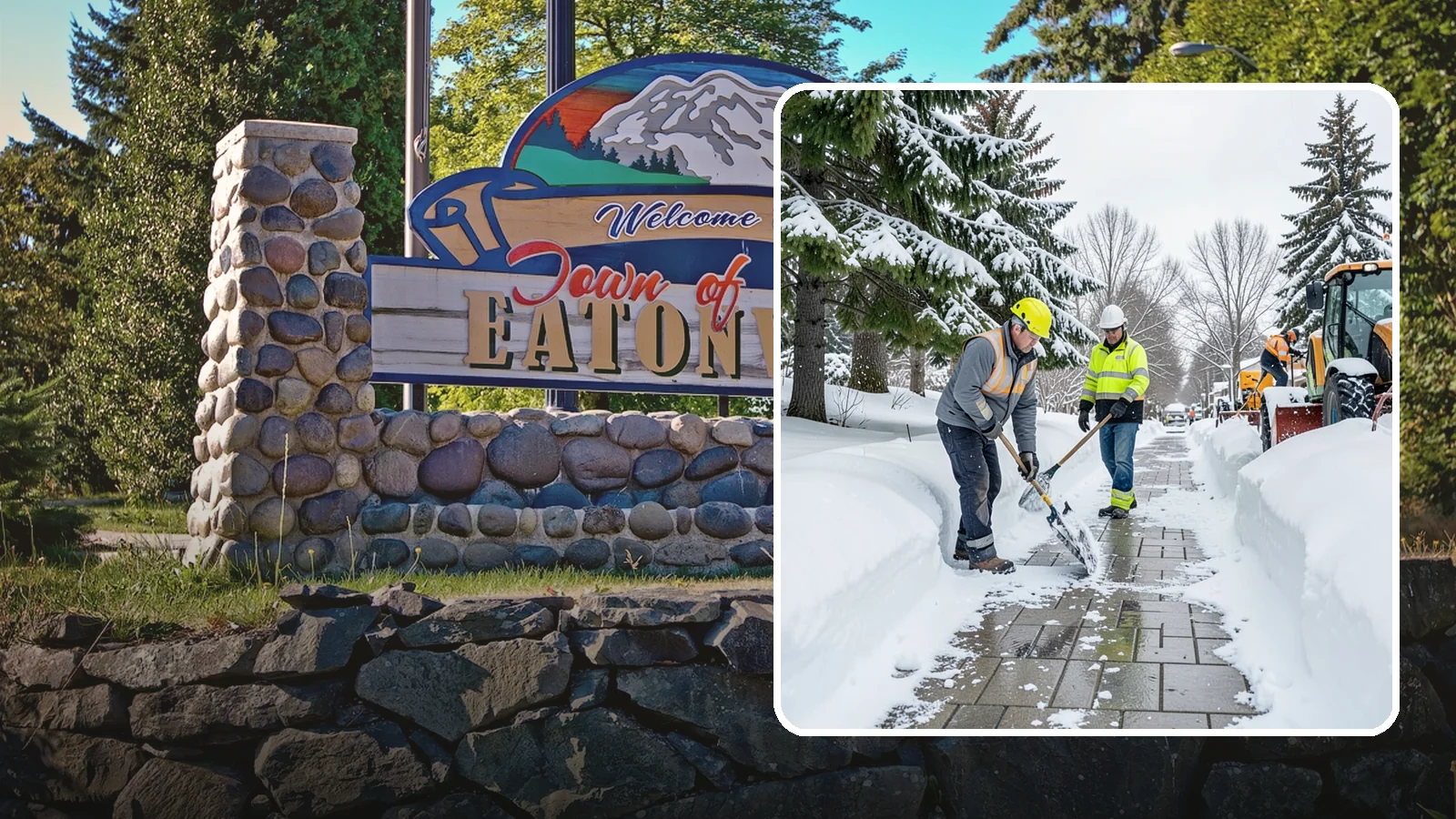 Patio Snow Removal in Eatonville, Pierce County, WA - Careful clearing of residential and commercial patios so wet Western Washington snow does not turn slick pavers into a fall...