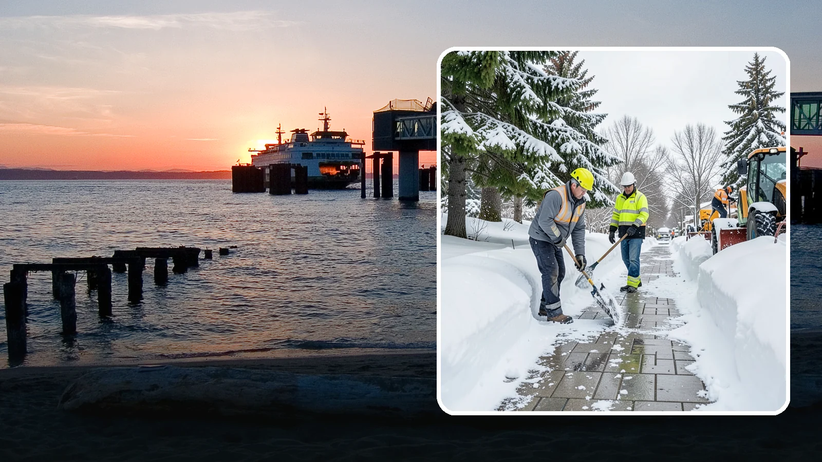 Patio Snow Removal in Edmonds, Snohomish County, WA - Careful clearing of residential and commercial patios so wet Western Washington snow does not turn slick pavers into a fall...
