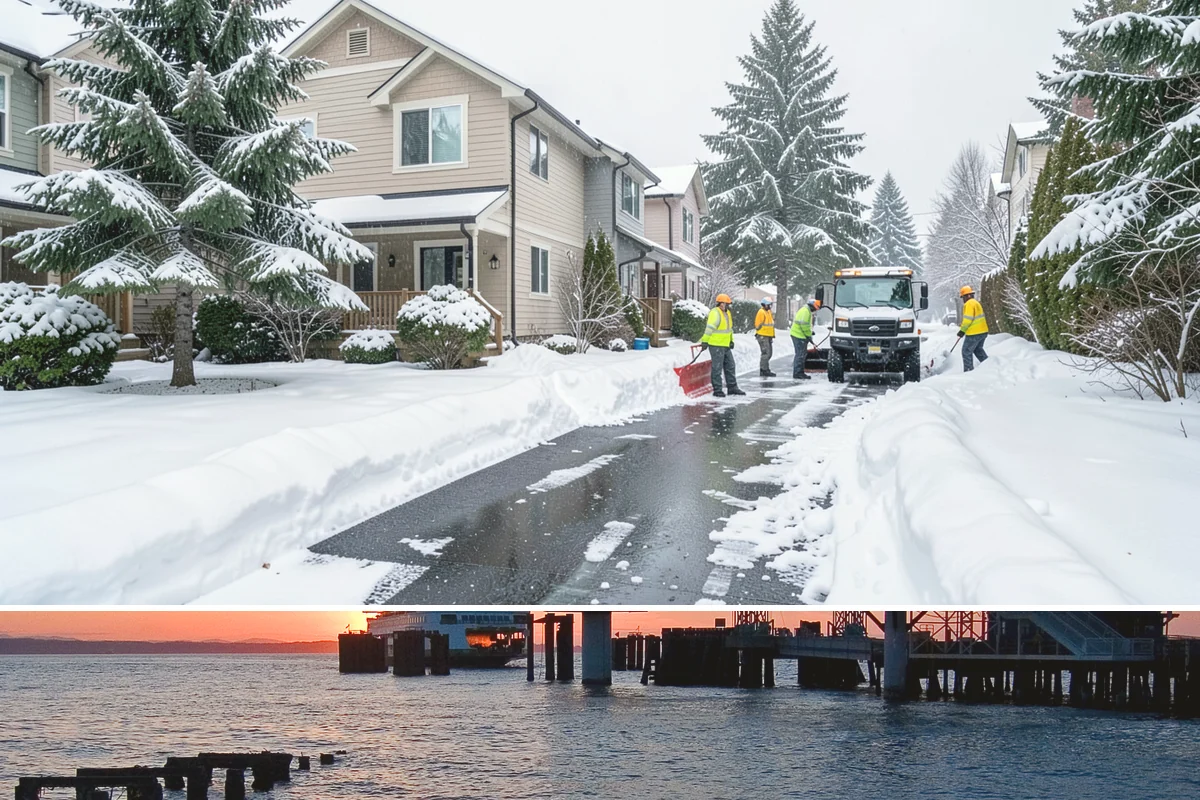 Patio Snow Removal in Edmonds, Snohomish County, WA - Book before the first Cascade cold snap in late November, since lowland snow events here are brief but arrive with little warning.