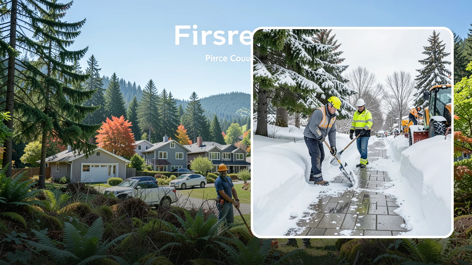 Patio Snow Removal in Fircrest, Pierce County, WA - Careful clearing of residential and commercial patios so wet Western Washington snow does not turn slick pavers into a fall...