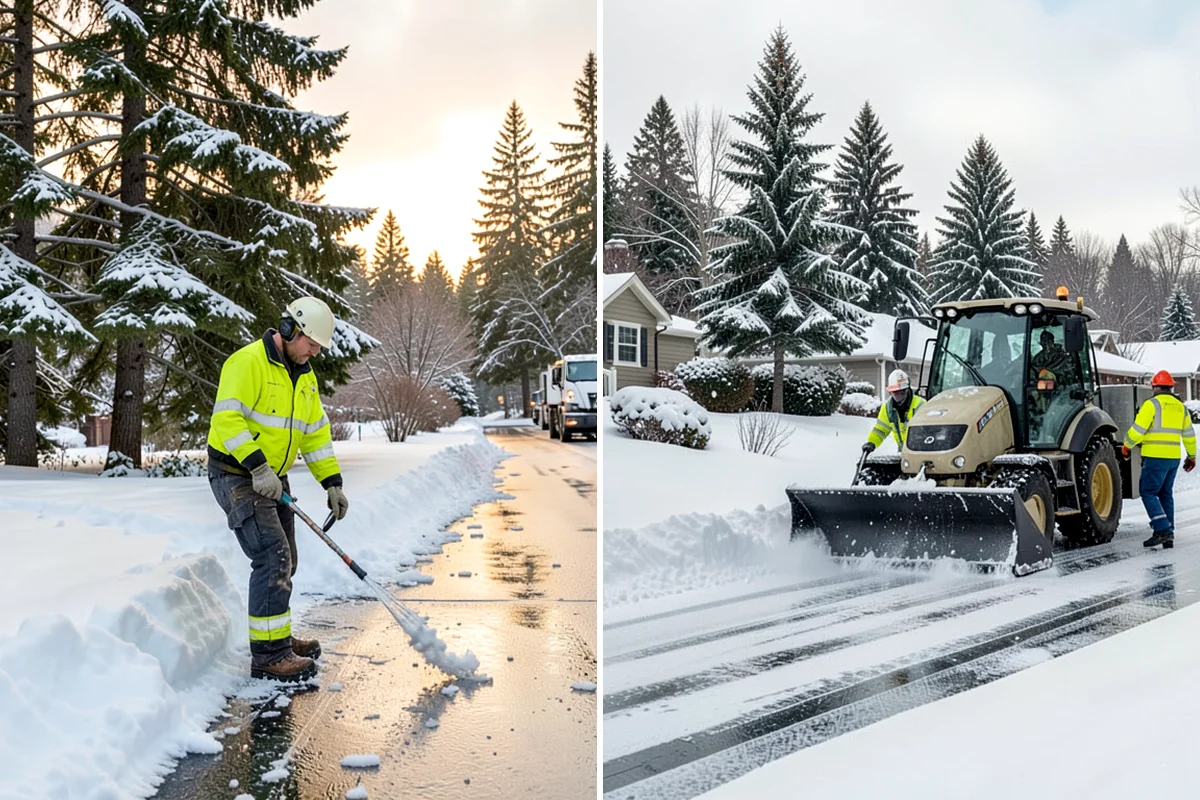 Patio Snow Removal in Hunts Point, King County, WA - Assess the patio material and note shaded areas prone to refreeze