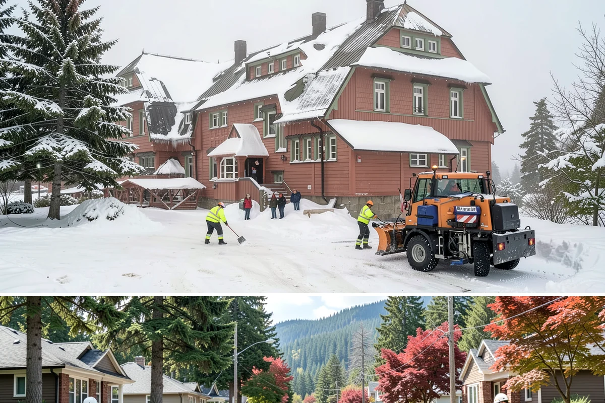 Patio Snow Removal in Hunts Point, King County, WA - Book before the first Cascade cold snap in late November, since lowland snow events here are brief but arrive with little warning.