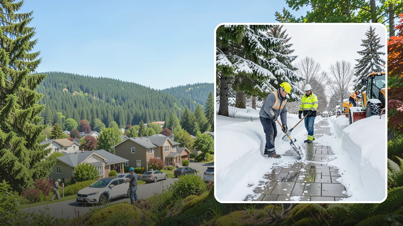 Patio Snow Removal in Index, Snohomish County, WA - Careful clearing of residential and commercial patios so wet Western Washington snow does not turn slick pavers into a fall...