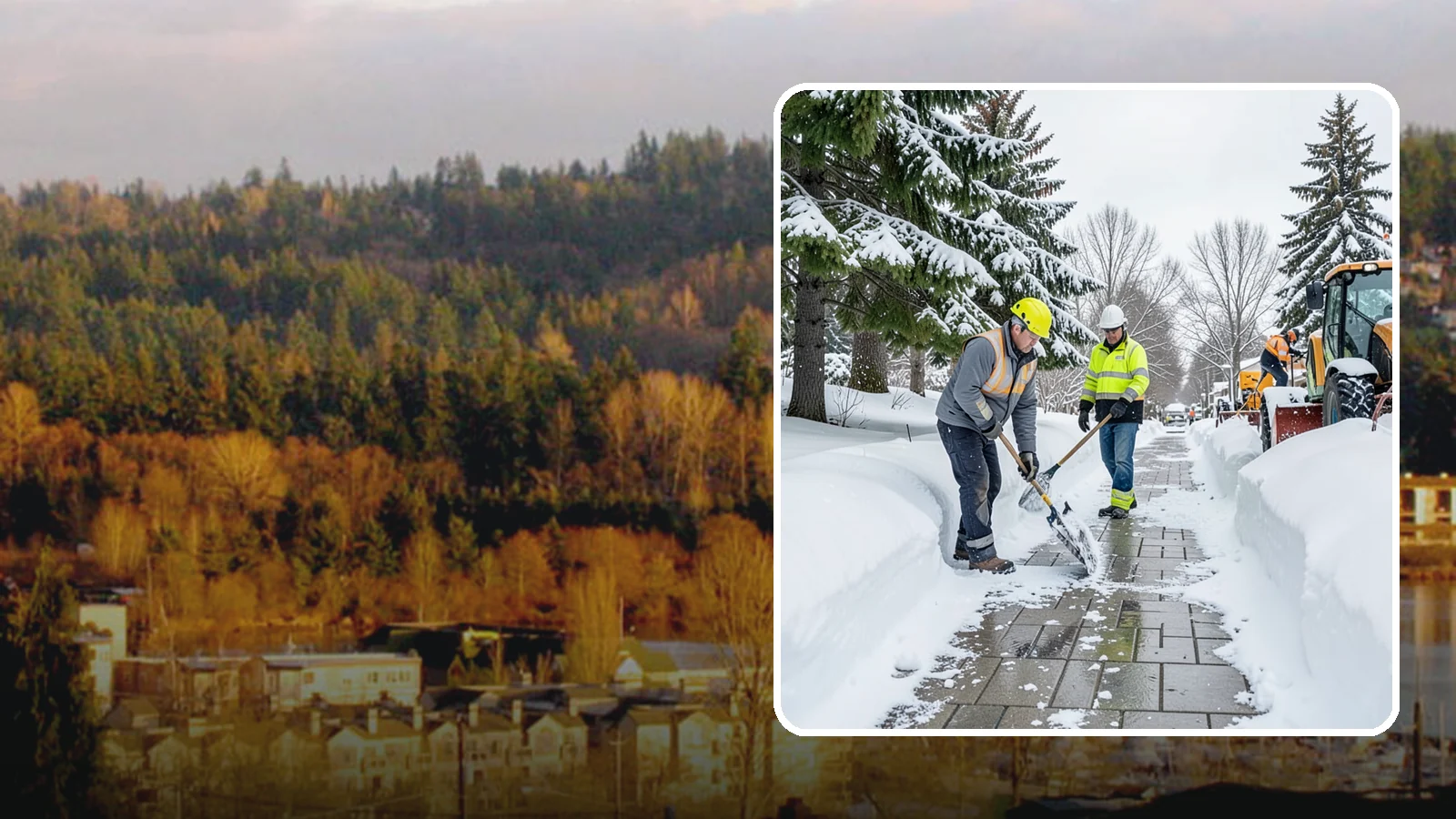 Patio Snow Removal in Kenmore, King County, WA - Careful clearing of residential and commercial patios so wet Western Washington snow does not turn slick pavers into a fall...