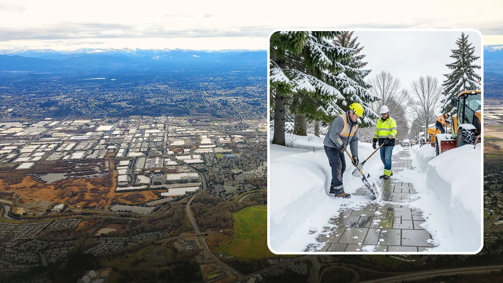 Patio Snow Removal in Kent, King County, WA - Careful clearing of residential and commercial patios so wet Western Washington snow does not turn slick pavers into a fall...