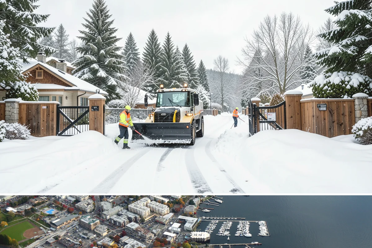 Patio Snow Removal in Kirkland, King County, WA - Book before the first Cascade cold snap in late November, since lowland snow events here are brief but arrive with little warning.