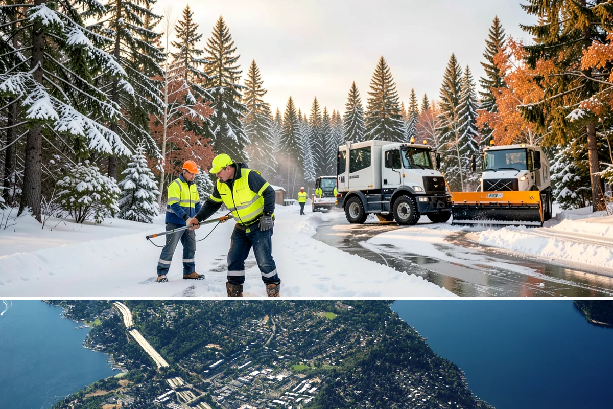 Patio Snow Removal in Mercer Island, King County, WA - Book before the first Cascade cold snap in late November, since lowland snow events here are brief but arrive with little warning.