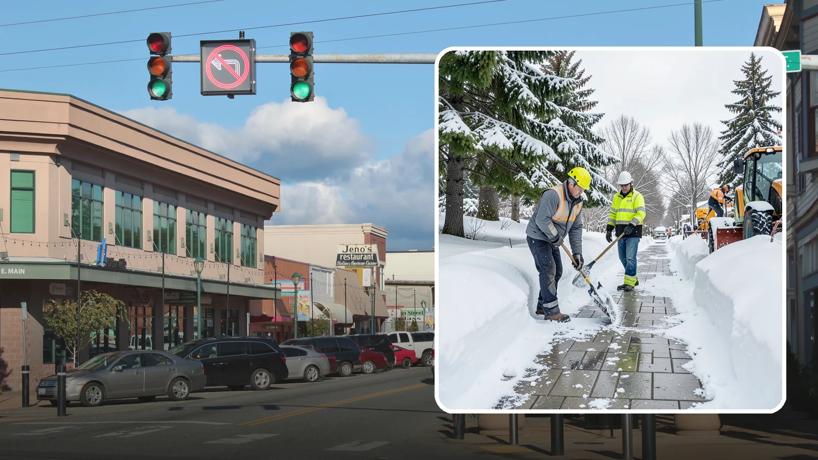 Patio Snow Removal in Monroe, Snohomish County, WA - Careful clearing of residential and commercial patios so wet Western Washington snow does not turn slick pavers into a fall...