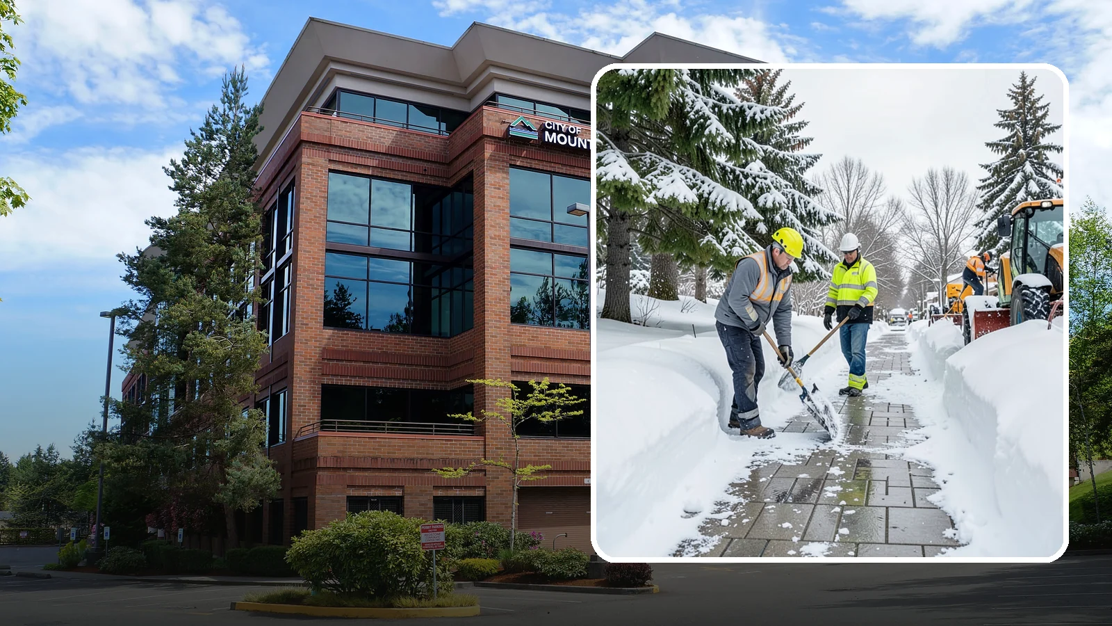 Patio Snow Removal in Mountlake Terrace, Snohomish County, WA - Careful clearing of residential and commercial patios so wet Western Washington snow does not turn slick pavers into a fall...