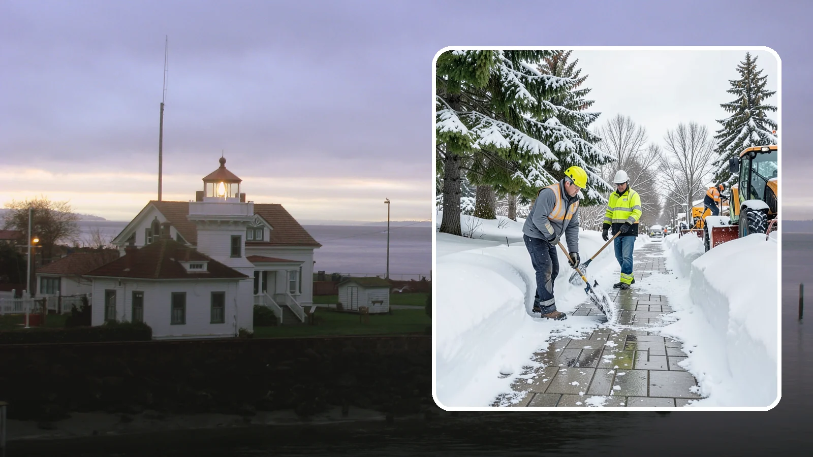 Patio Snow Removal in Mukilteo, Snohomish County, WA - Careful clearing of residential and commercial patios so wet Western Washington snow does not turn slick pavers into a fall...