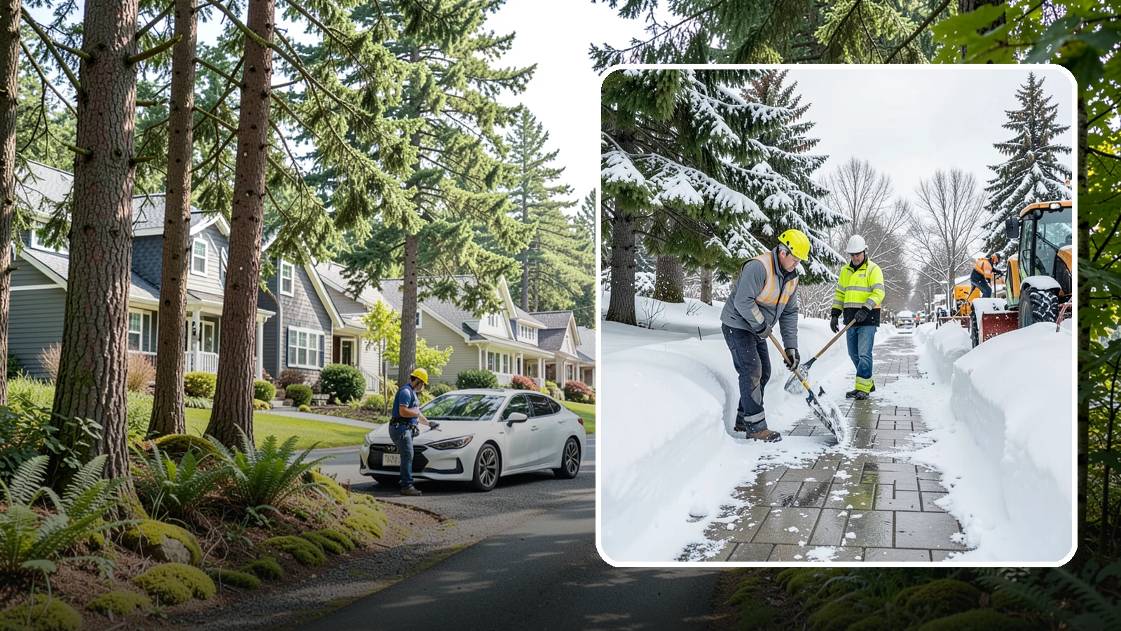Patio Snow Removal in Normandy Park, King County, WA - Careful clearing of residential and commercial patios so wet Western Washington snow does not turn slick pavers into a fall...