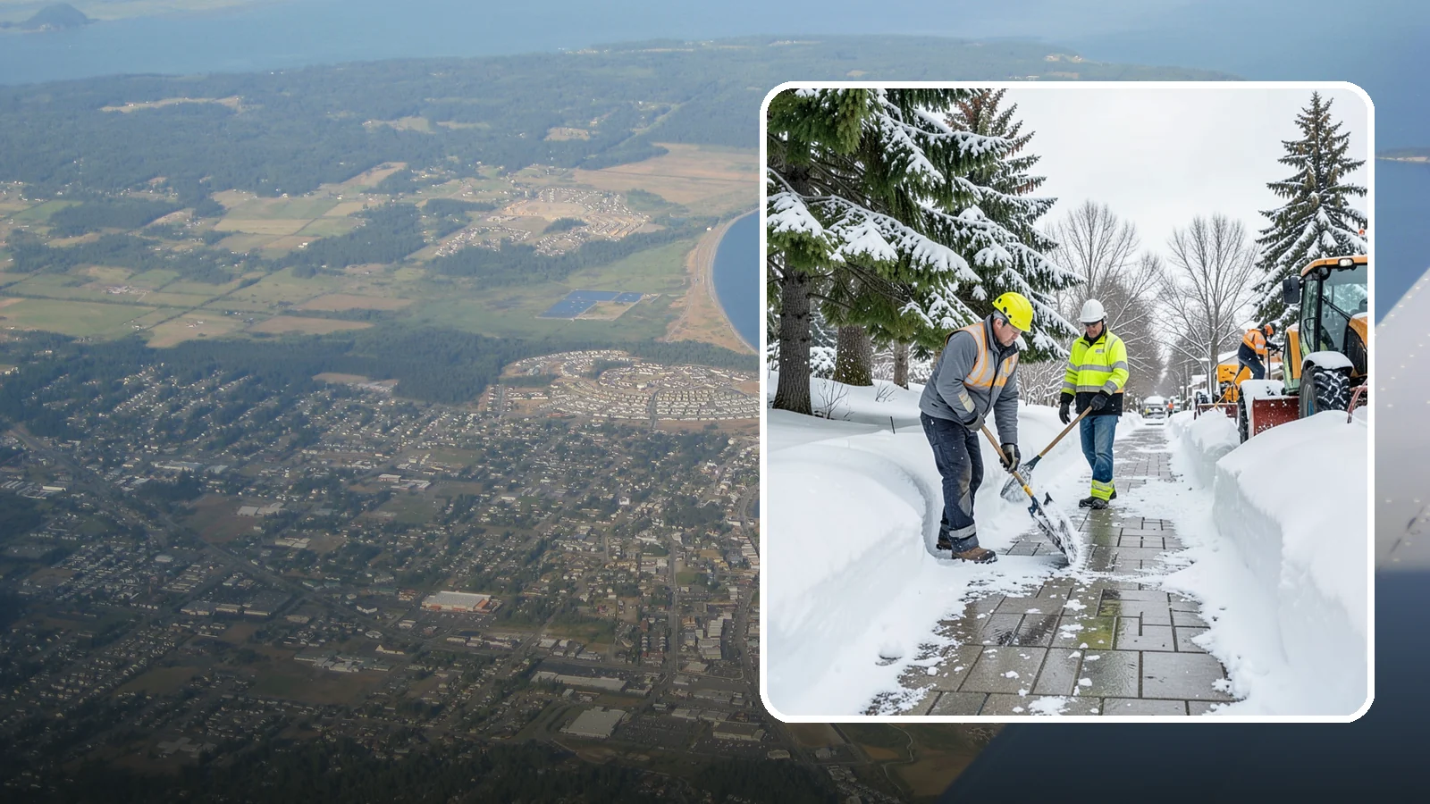 Patio Snow Removal in Oak Harbor, Island County, WA - Careful clearing of residential and commercial patios so wet Western Washington snow does not turn slick pavers into a fall...