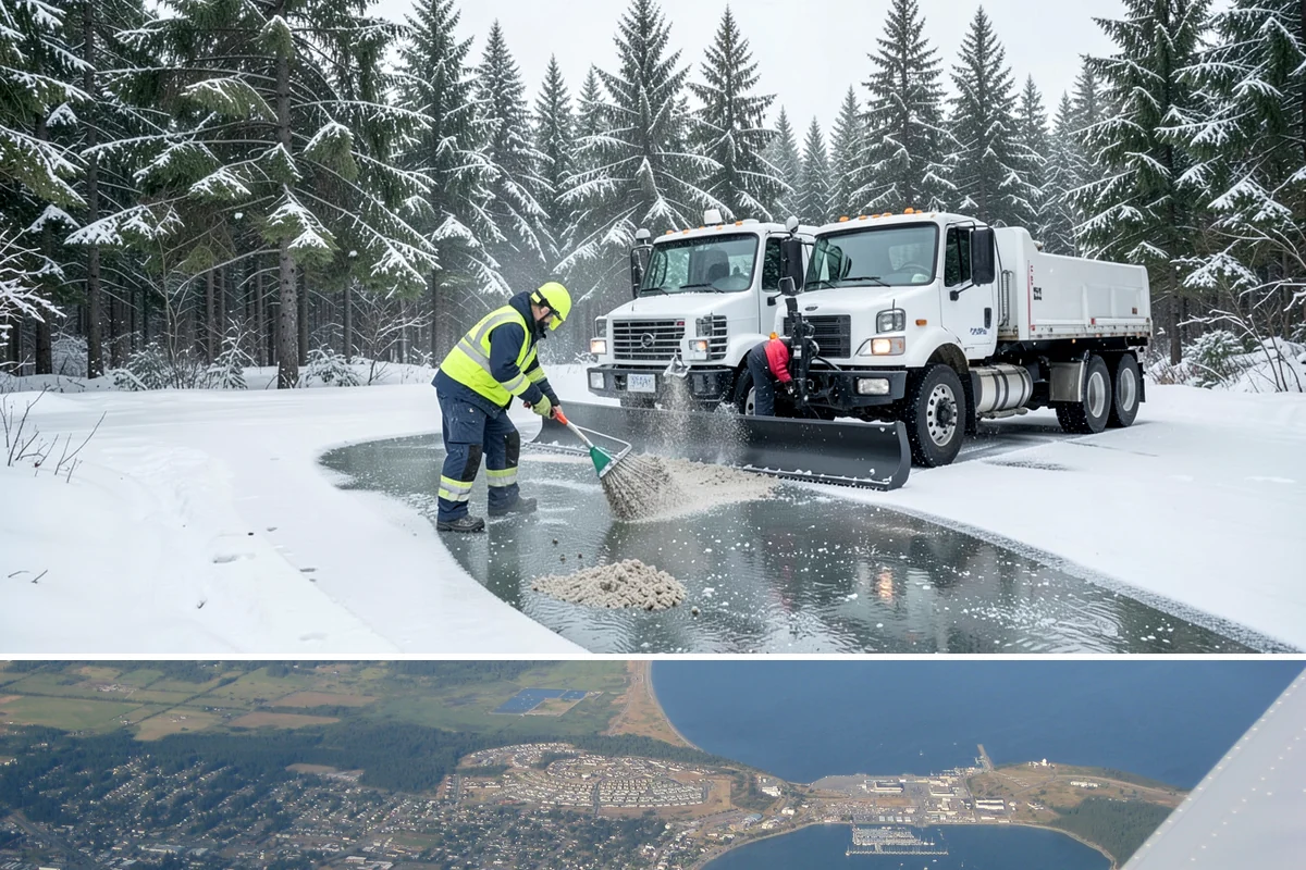 Patio Snow Removal in Oak Harbor, Island County, WA - Book before the first Cascade cold snap in late November, since lowland snow events here are brief but arrive with little warning.