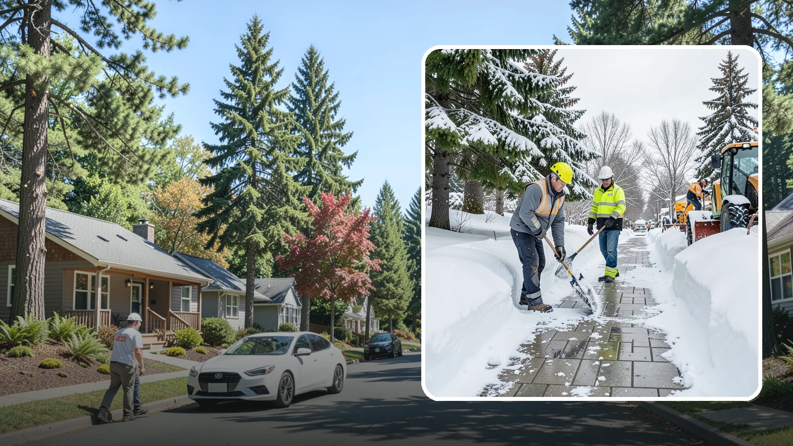 Patio Snow Removal in Orting, Pierce County, WA - Careful clearing of residential and commercial patios so wet Western Washington snow does not turn slick pavers into a fall...