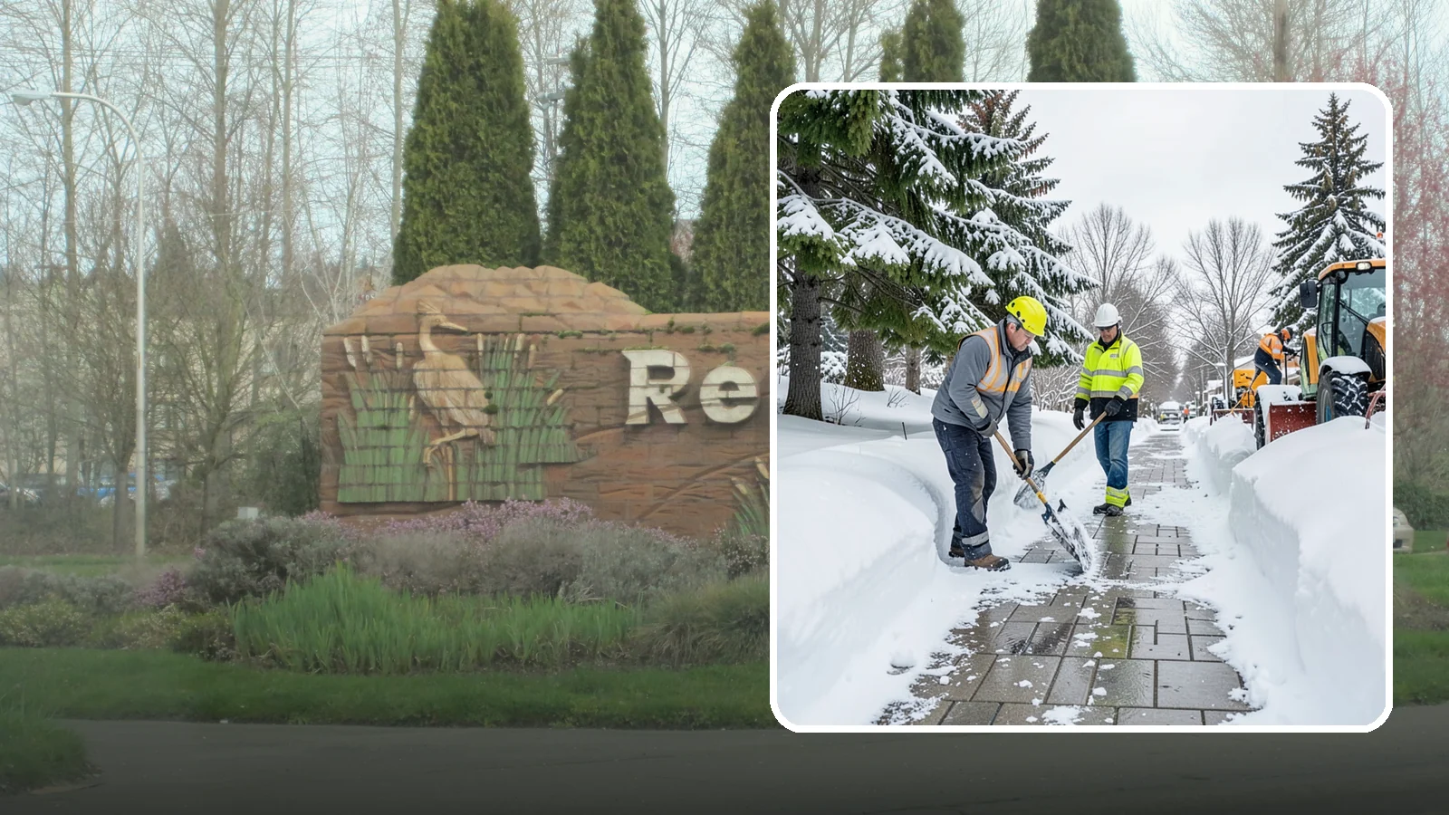 Patio Snow Removal in Renton, King County, WA - Careful clearing of residential and commercial patios so wet Western Washington snow does not turn slick pavers into a fall...