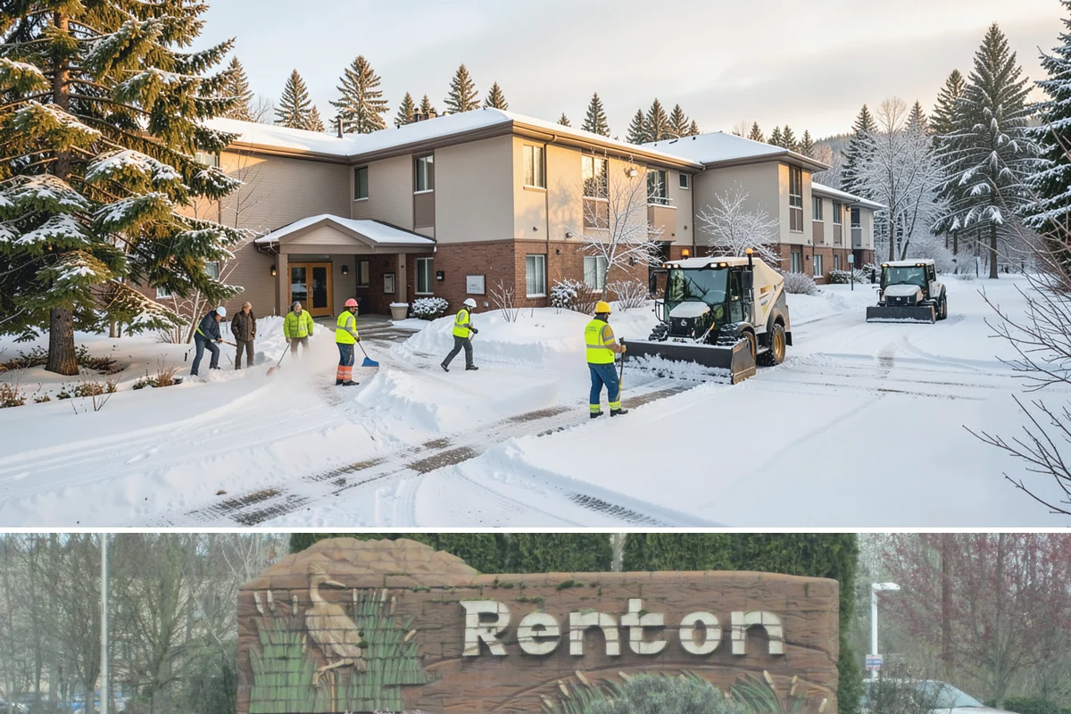 Patio Snow Removal in Renton, King County, WA - Book before the first Cascade cold snap in late November, since lowland snow events here are brief but arrive with little warning.