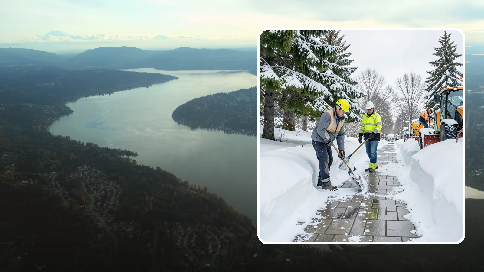 Patio Snow Removal in Sammamish, King County, WA - Careful clearing of residential and commercial patios so wet Western Washington snow does not turn slick pavers into a fall...