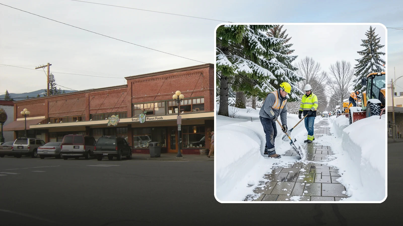 Patio Snow Removal in Sedro-Woolley, Skagit County, WA - Careful clearing of residential and commercial patios so wet Western Washington snow does not turn slick pavers into a fall...