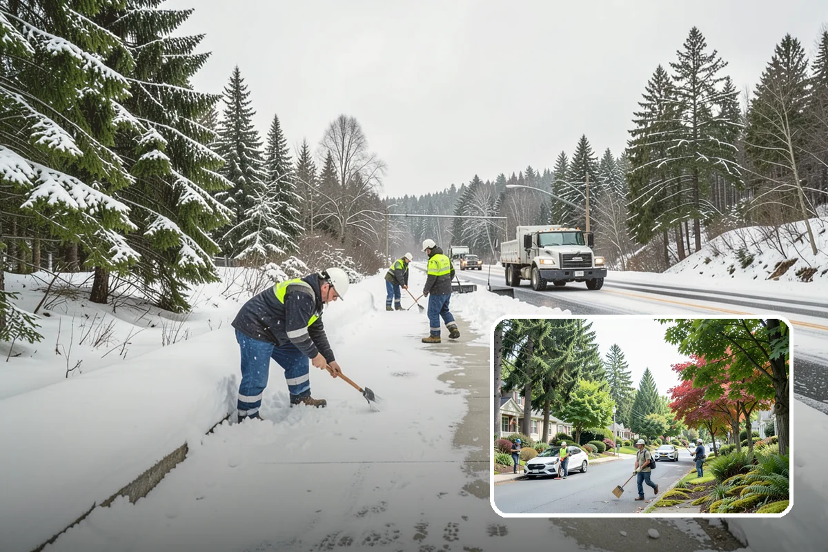Paver Driveway Snow Removal in Beaux Arts Village, King County, WA - Clears without chipping paver edges