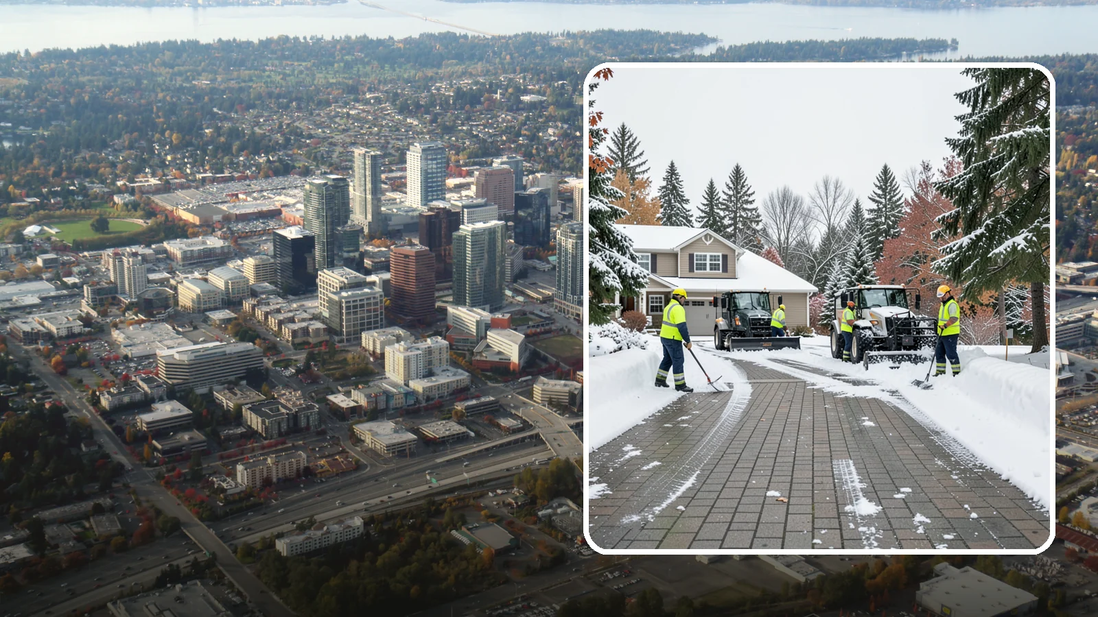 Paver Driveway Snow Removal in Bellevue, King County, WA - We clear paver driveways without chipping the stones or disturbing the joints.
