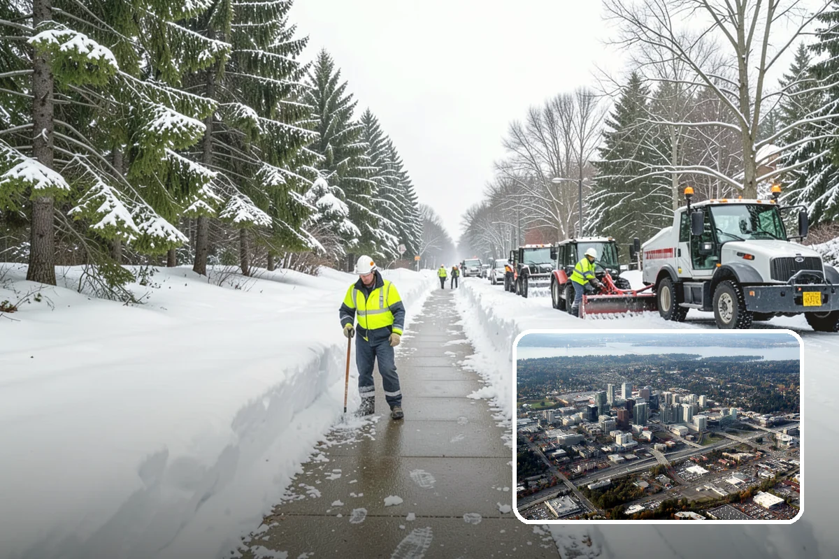 Paver Driveway Snow Removal in Bellevue, King County, WA - Clears without chipping paver edges