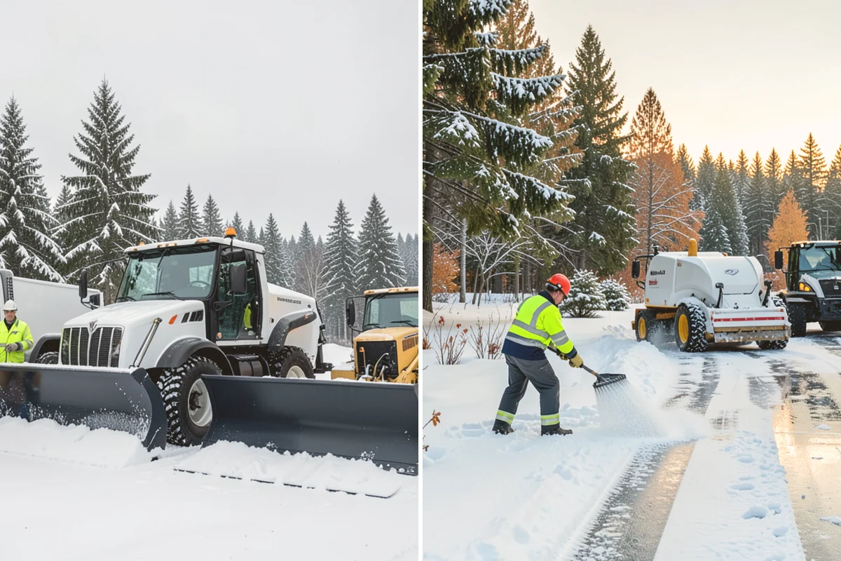 Paver Driveway Snow Removal in Bellevue, King County, WA - We set equipment to glide over the paver surface