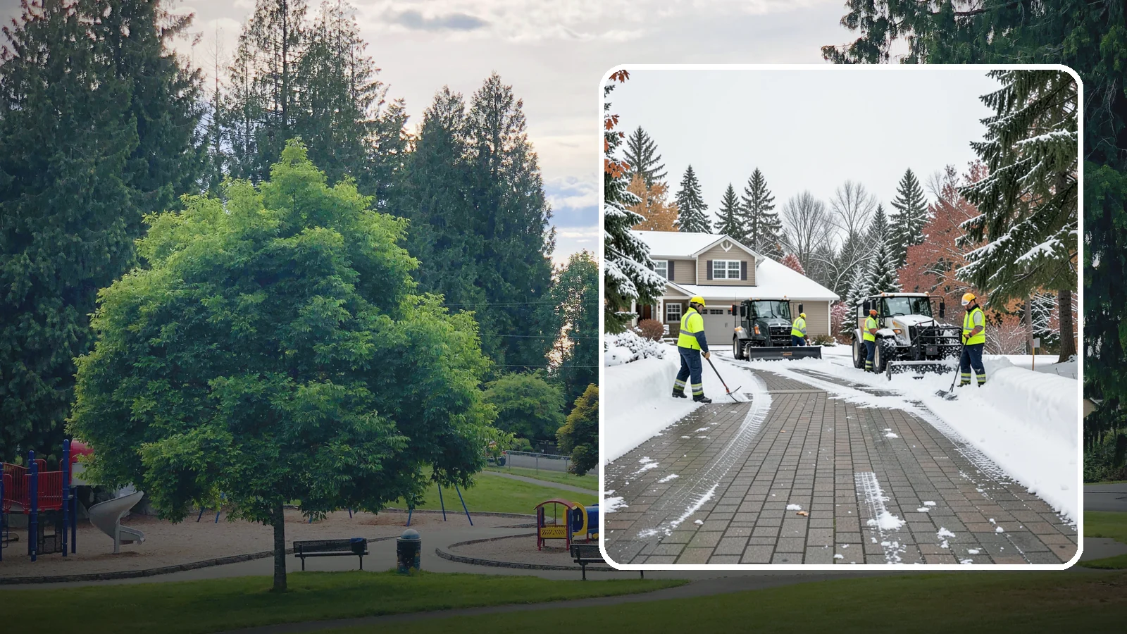 Paver Driveway Snow Removal in Bonney Lake, Pierce County, WA - We clear paver driveways without chipping the stones or disturbing the joints.