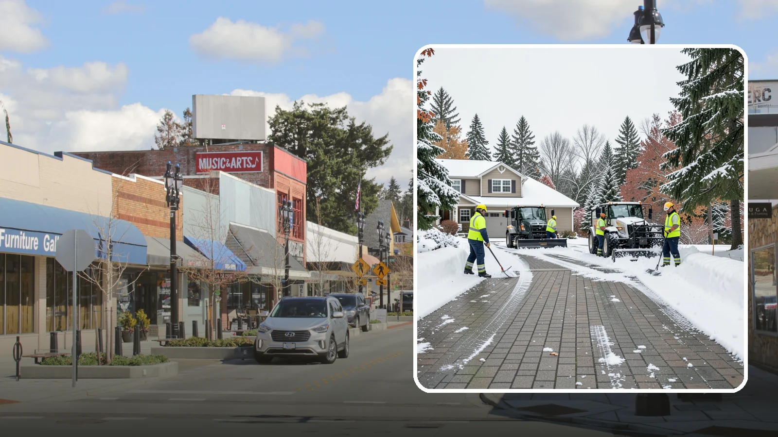 Paver Driveway Snow Removal in Bothell, King County, WA - We clear paver driveways without chipping the stones or disturbing the joints.