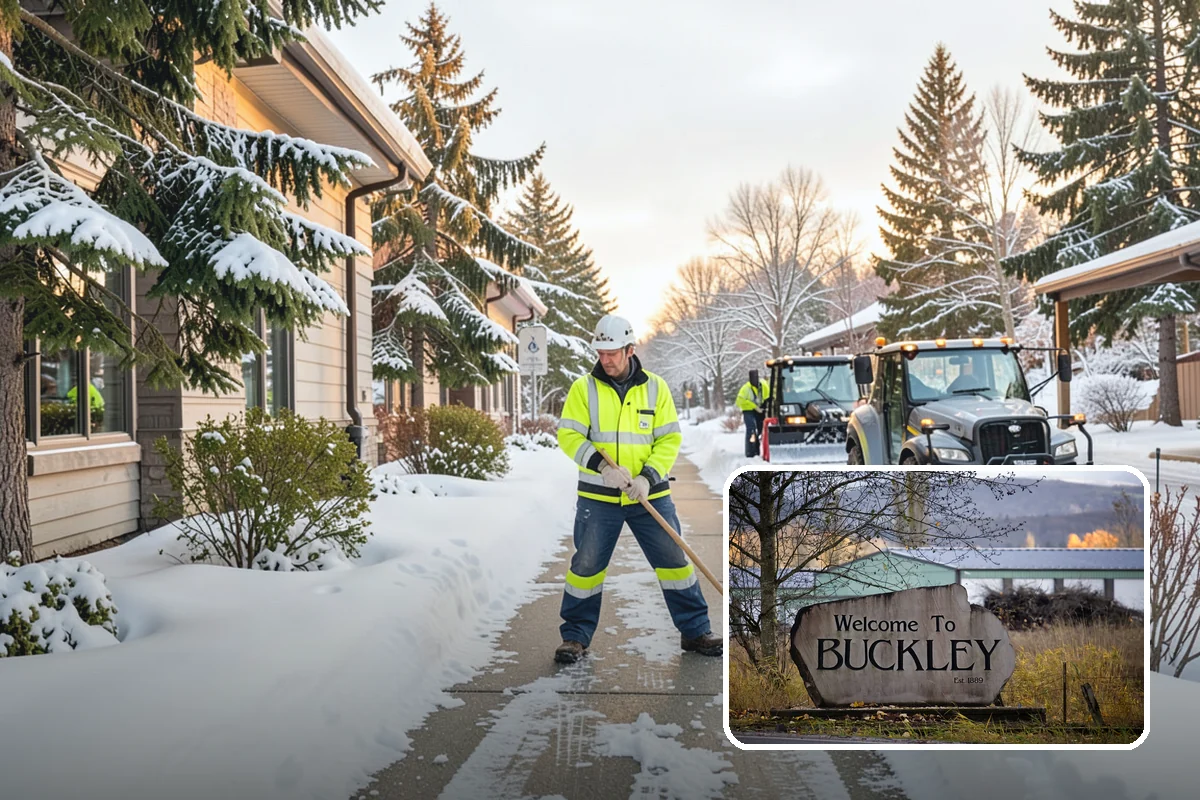 Paver Driveway Snow Removal in Buckley, Pierce County, WA - Clears without chipping paver edges
