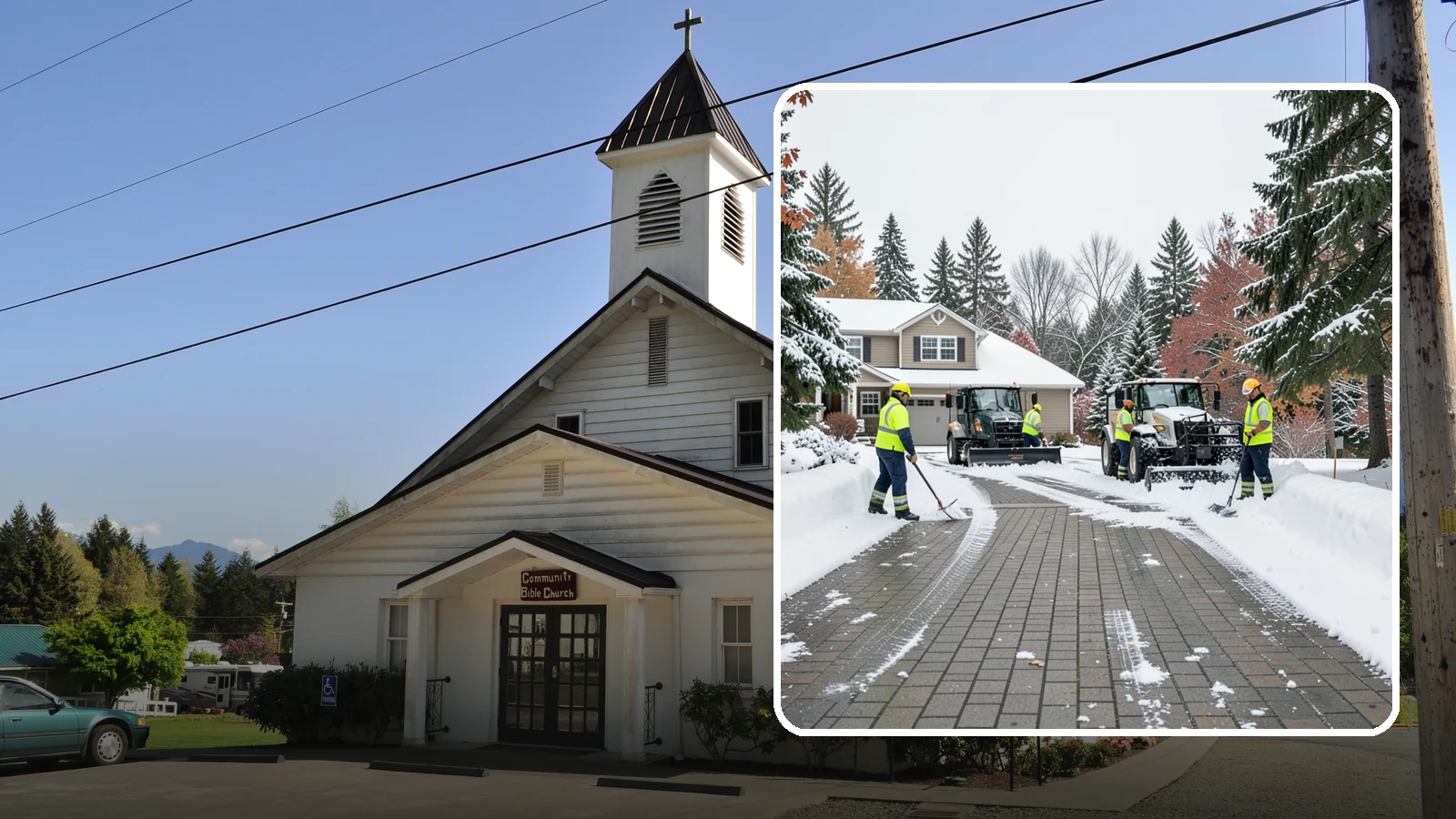 Paver Driveway Snow Removal in Concrete, Skagit County, WA - We clear paver driveways without chipping the stones or disturbing the joints.