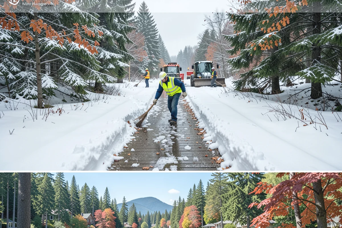 Paver Driveway Snow Removal in Covington, King County, WA - Paver driveway service follows each snowfall through the winter months.